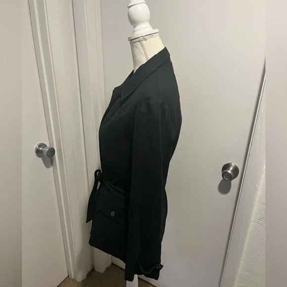 $598 Zadig & Voltaire T Gillier Black Zip-up Belted Women Jacket - Picture 5 of 9